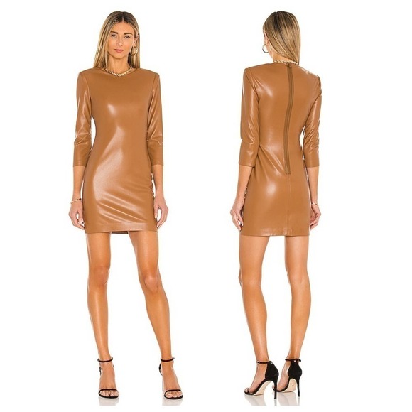 ALICE + OLIVIA Inka Long Sleeve Faux Leather Body-Con Dress (2) - Picture 1 of 9